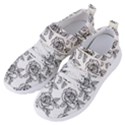 Line Art Black And White Rose Women s Velcro Strap Shoes View2