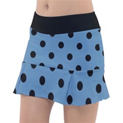 Large Black Polka Dots On Air Force Blue - Tennis Skorts by FashionLane