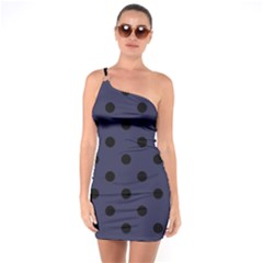 Large Black Polka Dots On Astral Aura - One Soulder Bodycon Dress by FashionLane