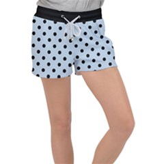 Large Black Polka Dots On Beau Blue - Velour Lounge Shorts by FashionLane