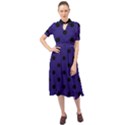 Large Black Polka Dots On Berry Blue - Keyhole Neckline Chiffon Dress View1