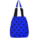 Large Black Polka Dots On Just Blue - Center Zip Backpack View1