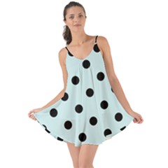 Large Black Polka Dots On Pale Blue - Love The Sun Cover Up by FashionLane