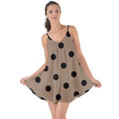 Large Black Polka Dots On Beaver Brown - Love The Sun Cover Up by FashionLane