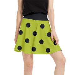 Large Black Polka Dots On Acid Green - Waistband Skirt by FashionLane