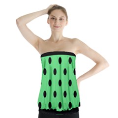 Large Black Polka Dots On Algae Green - Strapless Top by FashionLane