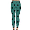 Large Black Polka Dots On Celadon Green - Inside Out Leggings View4