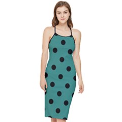 Large Black Polka Dots On Celadon Green - Bodycon Cross Back Summer Dress by FashionLane