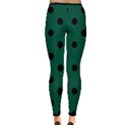 Large Black Polka Dots On Christmas Green - Inside Out Leggings View2