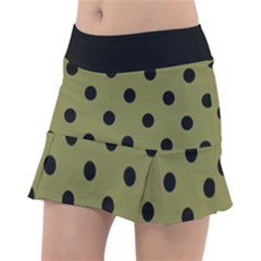 Large Black Polka Dots On Woodbine Green - Tennis Skorts by FashionLane