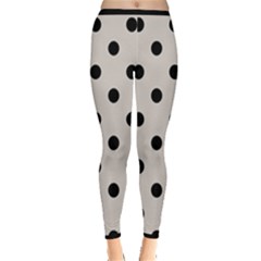 Large Black Polka Dots On Abalone Grey - Inside Out Leggings by FashionLane