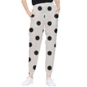 Large Black Polka Dots On Abalone Grey - Tapered Pants View1