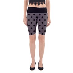 Large Black Polka Dots On Carbon Grey - Yoga Cropped Leggings by FashionLane