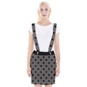 Large Black Polka Dots On Carbon Grey - Braces Suspender Skirt View1