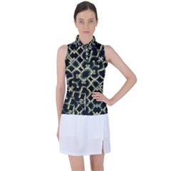 Dark Interlace Motif Mosaic Pattern Women s Sleeveless Polo Tee by dflcprintsclothing