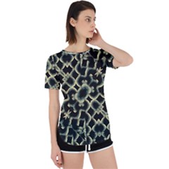 Dark Interlace Motif Mosaic Pattern Perpetual Short Sleeve T-shirt by dflcprintsclothing