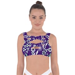 Floral Blue Pattern  Bandaged Up Bikini Top by MintanArt