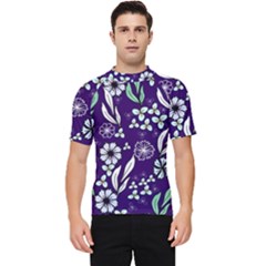 Floral Blue Pattern  Men s Short Sleeve Rash Guard by MintanArt