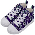 Floral blue pattern  Kids  Mid-Top Canvas Sneakers View2