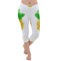 Pineapple Fruit Watercolor Painted Lightweight Velour Capri Yoga Leggings by Mariart