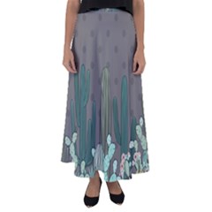 Cactus Plant Green Nature Cacti Flared Maxi Skirt by Mariart