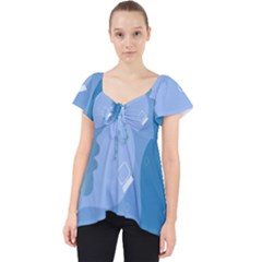 Online Woman Beauty Blue Lace Front Dolly Top by Mariart