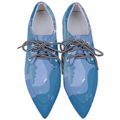 Online Woman Beauty Blue Pointed Oxford Shoes by Mariart