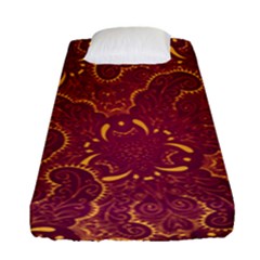 Golden Red Pattern Fitted Sheet (single Size) by designsbymallika