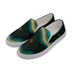 Green Golden Marble Print Women s Canvas Slip Ons by designsbymallika