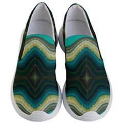 Green Golden Marble Print Women s Lightweight Slip Ons by designsbymallika