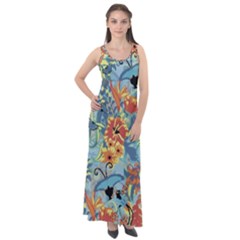 Butterfly And Flowers Sleeveless Velour Maxi Dress by goljakoff