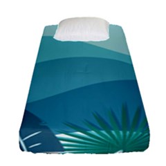 Illustration Of Palm Leaves Waves Mountain Hills Fitted Sheet (single Size) by HermanTelo