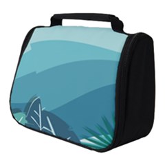 Illustration Of Palm Leaves Waves Mountain Hills Full Print Travel Pouch (small) by HermanTelo