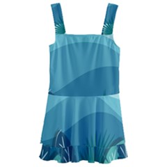 Illustration Of Palm Leaves Waves Mountain Hills Kids  Layered Skirt Swimsuit by HermanTelo