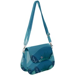 Illustration Of Palm Leaves Waves Mountain Hills Saddle Handbag by HermanTelo