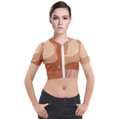 Online Woman Beauty Brown Short Sleeve Cropped Jacket by Mariart