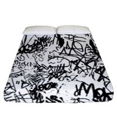 Black And White Graffiti Abstract Collage Fitted Sheet (queen Size) by dflcprintsclothing