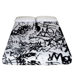 Black And White Graffiti Abstract Collage Fitted Sheet (king Size) by dflcprintsclothing