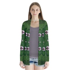 One Island In A Safe Environment Of Eternity Green Drape Collar Cardigan by pepitasart