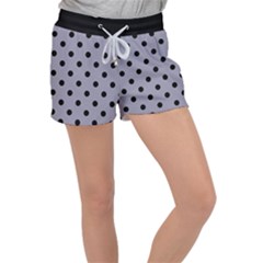 Large Black Polka Dots On Coin Grey - Velour Lounge Shorts by FashionLane