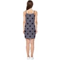 Large Black Polka Dots On Dark Smoke Grey - Summer Tie Front Dress View2