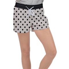 Large Black Polka Dots On Pale Grey - Velour Lounge Shorts by FashionLane