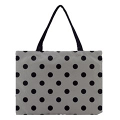 Large Black Polka Dots On Trout Grey - Medium Tote Bag by FashionLane