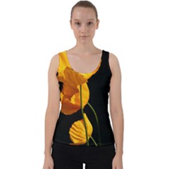 Yellow Poppies Velvet Tank Top by Audy