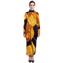 Yellow Poppies Turtleneck Maxi Dress by Audy