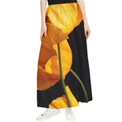 Yellow Poppies Maxi Chiffon Skirt by Audy