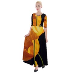 Yellow Poppies Half Sleeves Maxi Dress by Audy