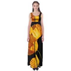 Yellow Poppies Empire Waist Maxi Dress by Audy