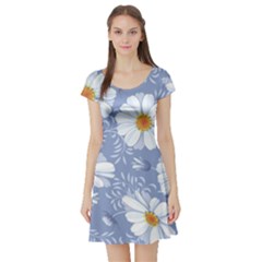 Chamomile Flower Short Sleeve Skater Dress by goljakoff