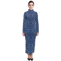 Blue Sashiko Turtleneck Maxi Dress by goljakoff